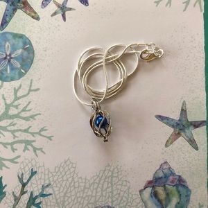 Deep Blue Pearl Pendant Cage Necklace